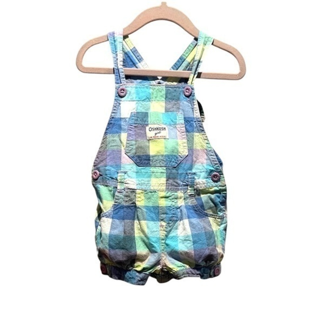 Oshkosh Girl Shortalls Romper Plaid Size 24 Months